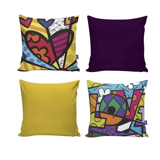 Imagem de Kit com 4 Capas para Almofadas Decorativas de Sofá Romero Britto