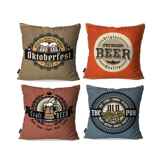 Imagem de Kit com 4 Capas para Almofadas Decorativas RETRÔ BEER