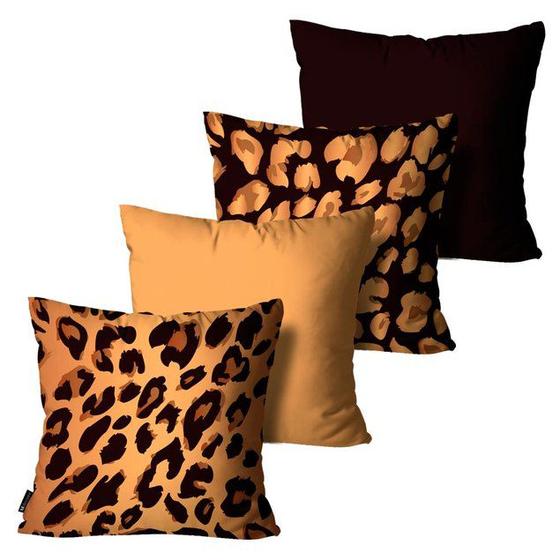 Imagem de Kit com 4 Capas para Almofadas Mdecore Onça Laranja 45x45