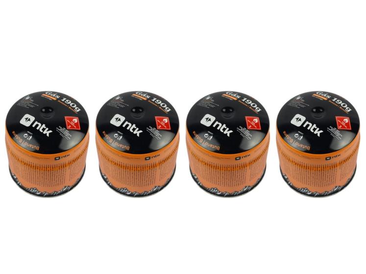 Imagem de Kit com 4 Cartuchos de Gás Butano NTK para Fogareiros e Lampiões (190gr)