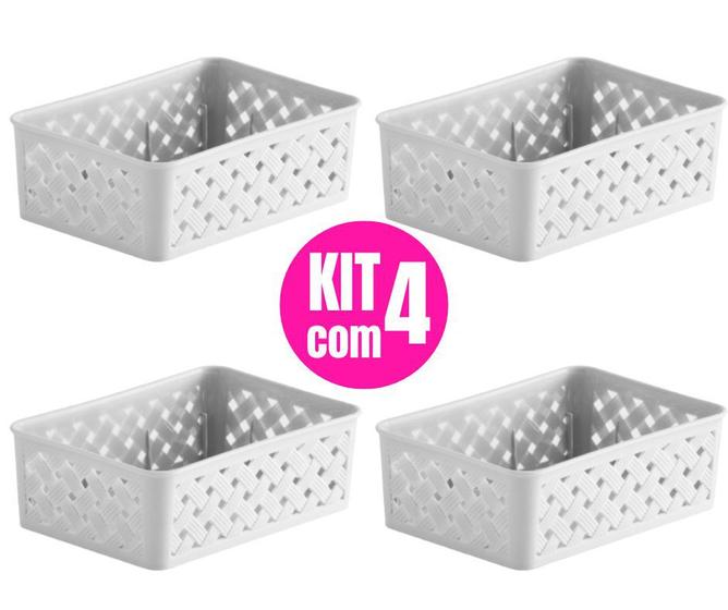 Imagem de Kit Com 4 Cestas Organizadoras Organizador Para Armarios Geladeira e Gavetas