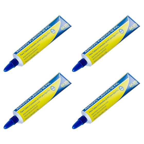 Imagem de Kit Com 4 Cola Adesivo Plástico Pvc Em Bisnaga 17G Akato
