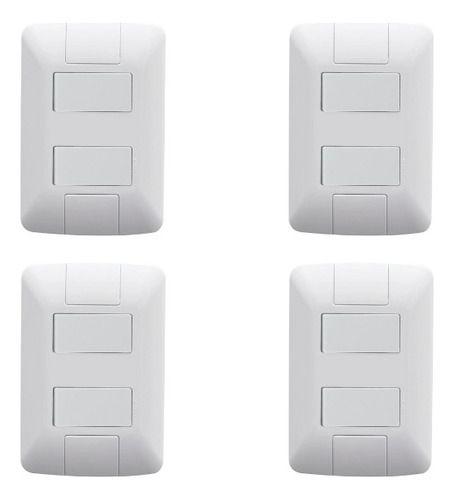 Imagem de Kit Com 4 Conjunto Interruptor Paralelo Duplo C/ Placa Aria