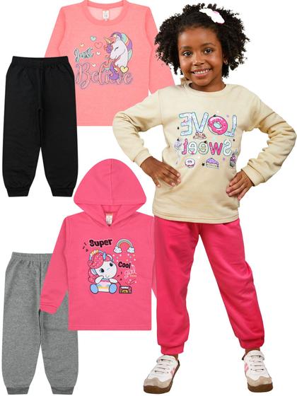 Imagem de Kit Com 4 Conjuntos De Inverno Para Menina Infantis De Frio Infantil com Capuz e Sem Capuz