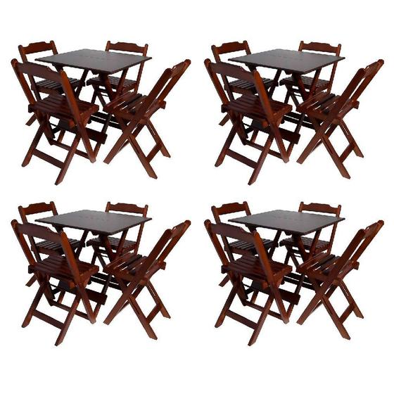 Kit com 4 Conjuntos de Jogo de Mesa 70x70 Com 4 Cadeiras Dobráveis - DG Móveis Menor preço em Kit com 4 Conjuntos de Jogo de Mesa 70x70 Com 4 Cadeiras Dobráveis - DG Móveis