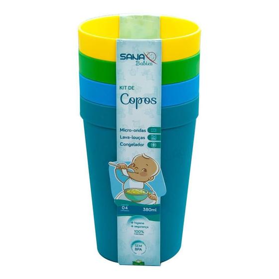Imagem de Kit Com 4 Copos Coloridos 380 Ml - Sana Babies