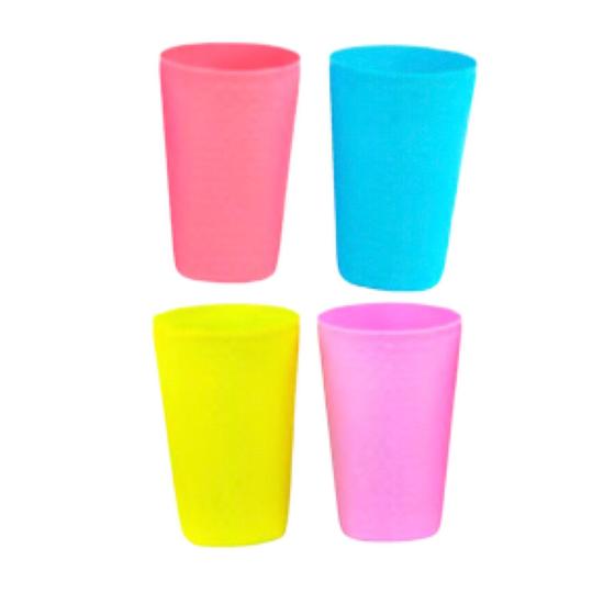 Imagem de Kit  com 4 Copos de Plástico 250ml - Diversas Cores - COP-82