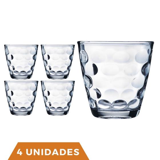 Imagem de Kit Com 4 Copos de Vidro Transparente 250ML Bangkok Redondo