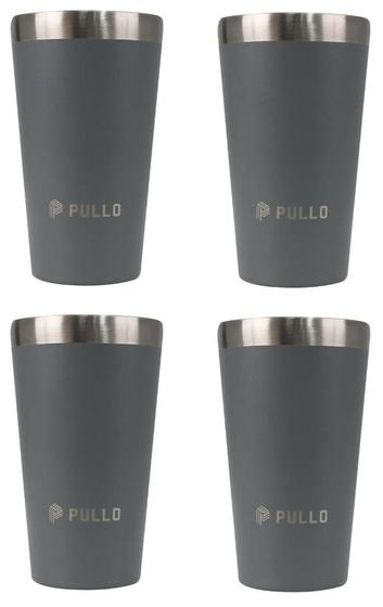 Imagem de Kit com 4 Copos Térmicos Pullo Fun 480ML Cinza
