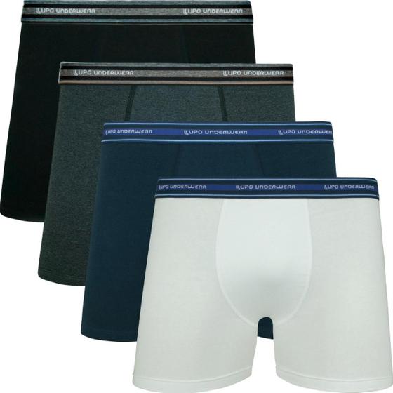 Imagem de  Kit Com 4 Cuecas Boxer Box Original Lupo De Algodão Cotton Com Elastano E Cós Estampado