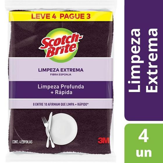 Imagem de Kit com 4 Esponja Limpeza Extrema SCOTCH Brite