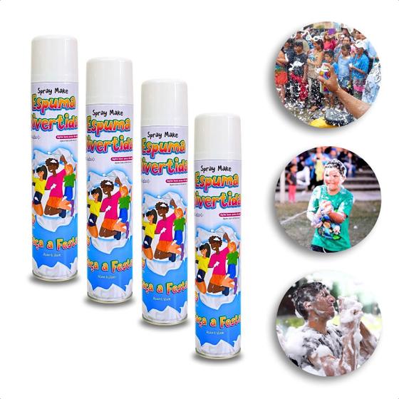 Imagem de Kit Com 4 Espumas Neve Spray Carnaval Pegadinha Artificial Espuminha Potente 400ml