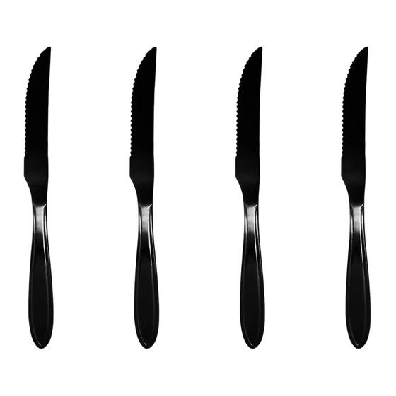 Imagem de Kit com 4 Facas de Mesa Inox Preto - Talher com Serra