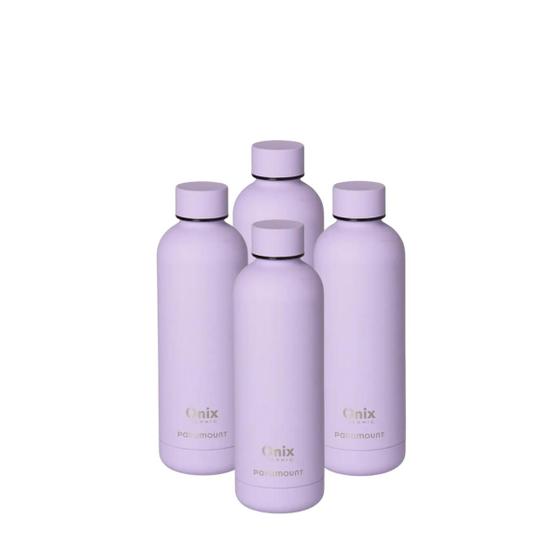 Imagem de Kit Com 4 Garrafas Aço Inox 500 Ml Silicone Lilas Paramount