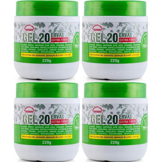Imagem de Kit com 4 Gel 20 Ervas Extra Forte Rhenuks 220g