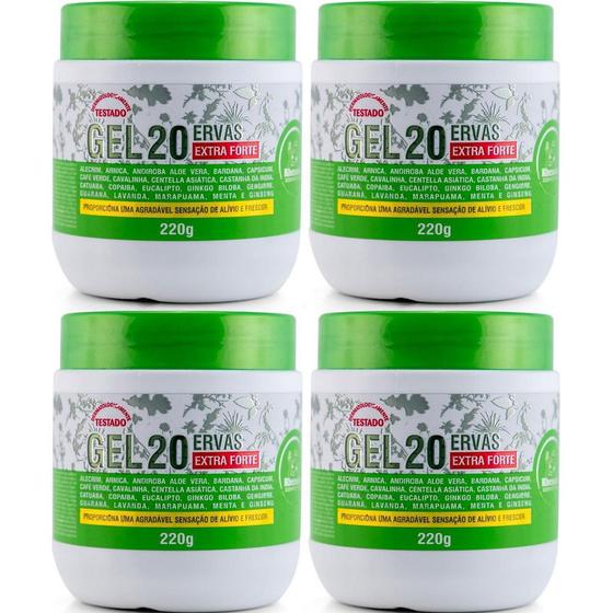 Imagem de Kit com 4 Gel 20 Ervas Extra Forte Rhenuks 220g