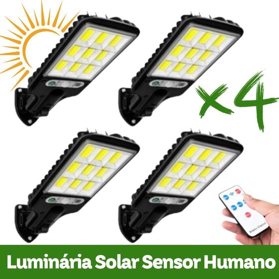 Imagem de Kit com 4 Lâmpadas Solares de Rua para Exterior  3 Modos de Iluminação, À Prova D'Água e com Sensor de Movimento