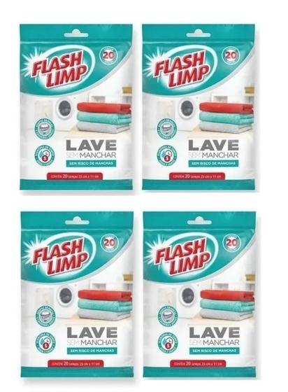 Imagem de Kit com 4 Lenço Lave Sem Manchar Anti Mancha Flash Limp