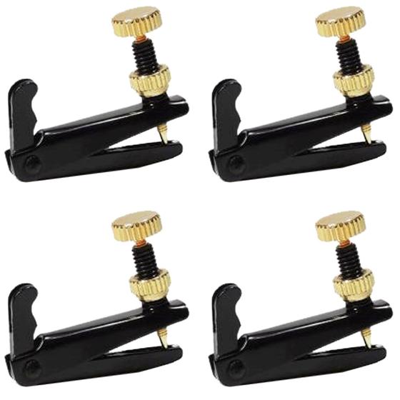 Imagem de Kit com 4 Micro Afinadores Preto Dourado Violoncelo 4/4