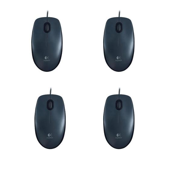 Imagem de Kit com 4 Mouses Logitech M90 Óptico Com Fio USB Ambidestro 1000Dpi Plug and Play