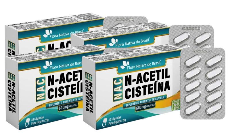 Imagem de Kit com 4 N@c N - Acetilcisteín@ 600mg 30 Caps - Flora Nativa