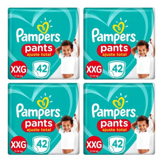 Imagem de Kit com 4 pacotes de pampers pants xxg com 42 fraldas
