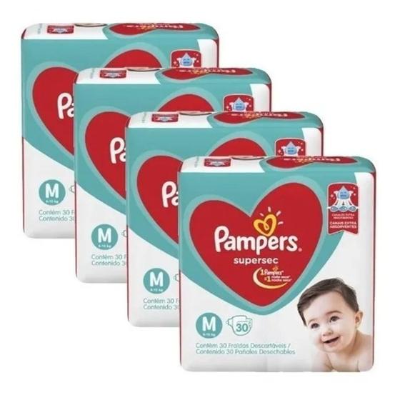 Kit Com 4 Pacotes Fraldas Pampers Supersec Barato Menor preço em Kit Com 4 Pacotes Fraldas Pampers Supersec Barato