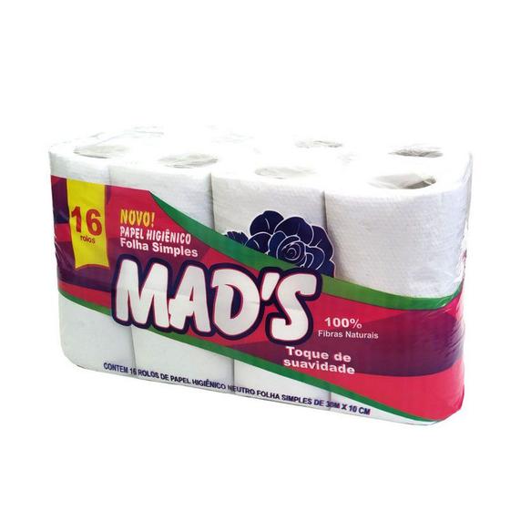 Imagem de Kit com 4 Papel Higiênico Mad's Suave 16 Rolos Atacado Revenda 