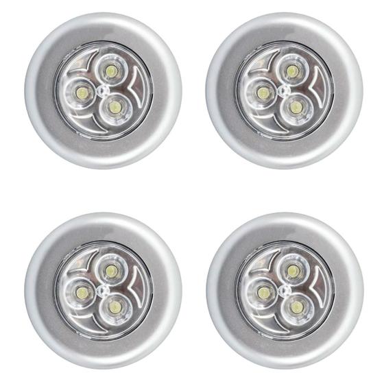 Imagem de Kit Com 4 Peças Mini Lâmpadas Parede Teto LED Para Armários E Corredores Estantes 4,5 V Portátil Sem Fio 