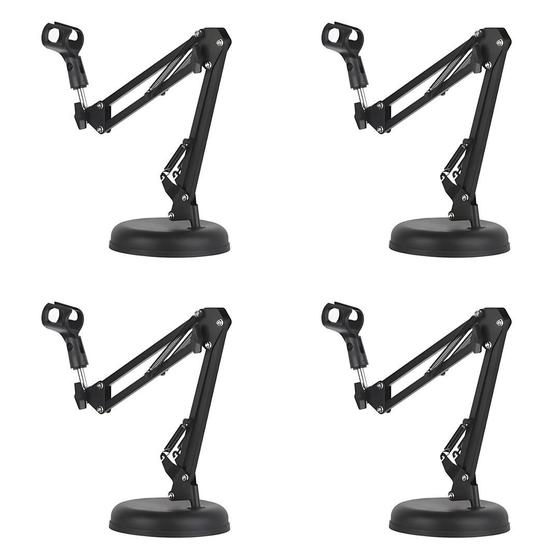 Imagem de Kit Com 4 Pedestal Articulado De Mesa Robusto Podcast Para Microfone