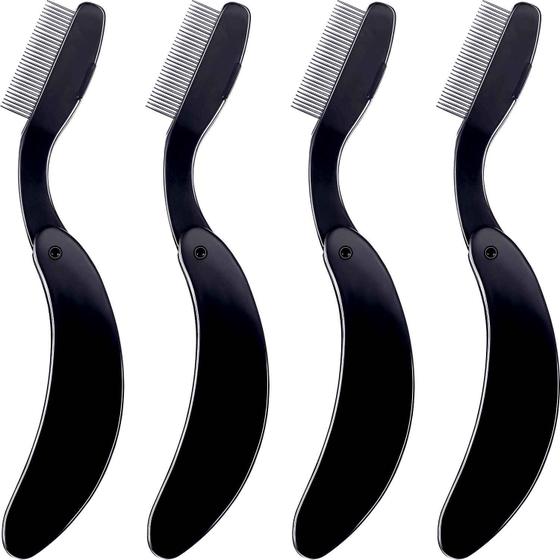Imagem de Kit com 4 Pentes de Cílios e Sobrancelhas TecUnite - Dobráveis e com Dentes de Aço Inoxidável