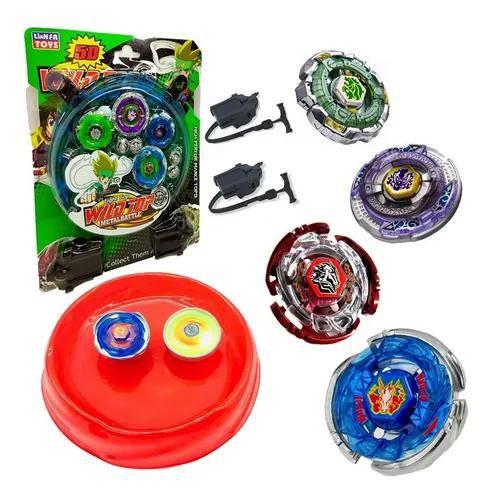 Kit com 4 Peões Beyblade Metal Burst + 2 Lançadores + 2 Cordinha Menor preço em Kit com 4 Peões Beyblade Metal Burst + 2 Lançadores + 2 Cordinha