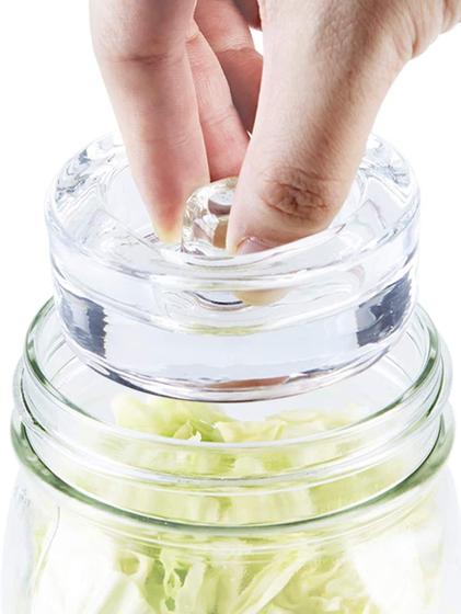 Imagem de Kit com 4 Pesos de Vidro para Fermentação - Alça Ergonômica para Frascos de Boca Larga