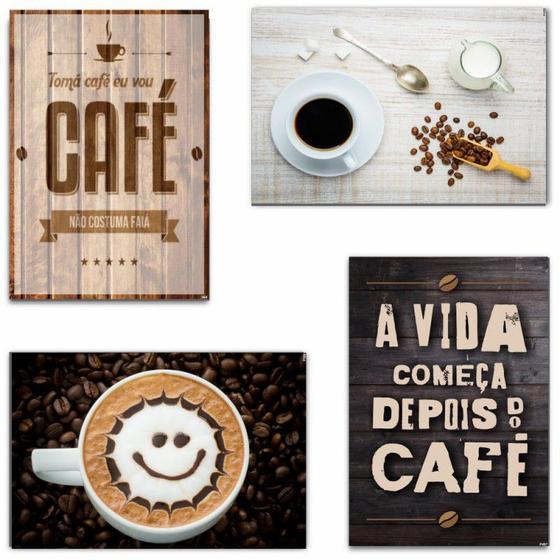 Imagem de Kit com 4 Placas em MDF - Café - R+ Adesivos