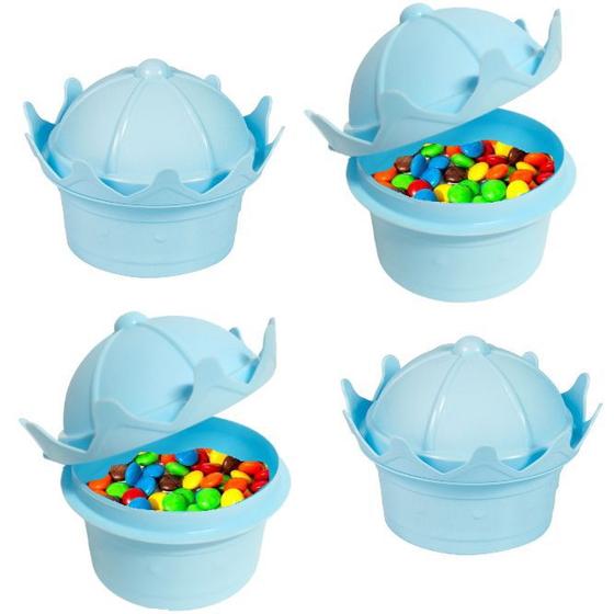 Imagem de Kit com 4 Porta Mix Coroa Princesas Pote de Doce p/ Festa Azul