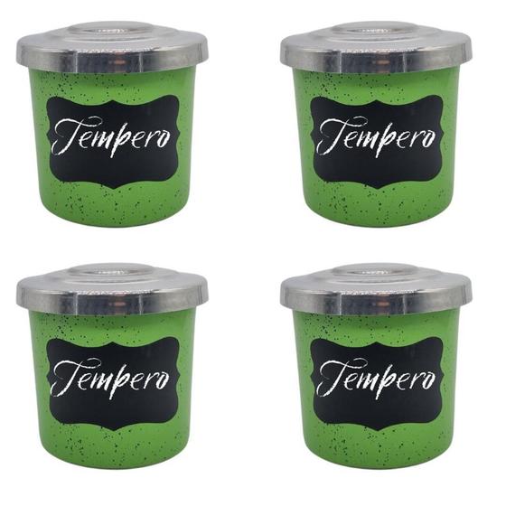 Imagem de Kit com 4 Potes de Porta Condimentos em Alumínio Verde com Etiqueta Lousa - Aluminio AMJ