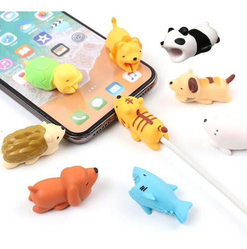 Imagem de Kit Com 4 - Protetor Cabo Usb Carregador Bichinhos