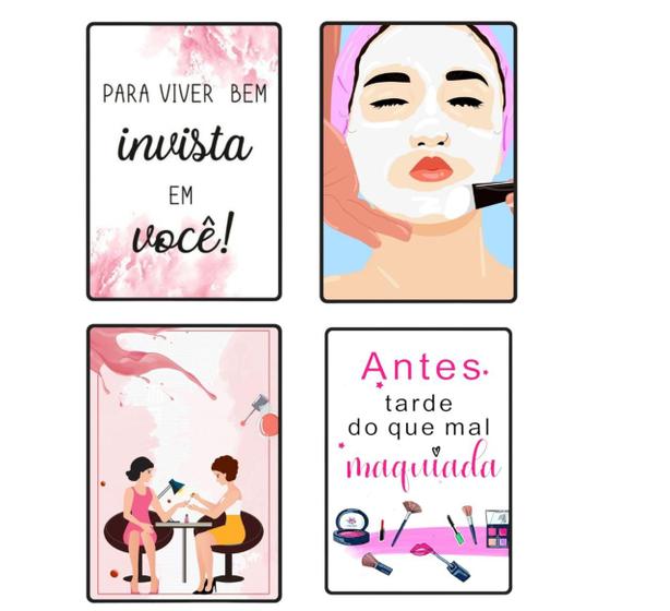 Imagem de Kit Com 4 Quadros Decorativo Placa Para Salão Beleza