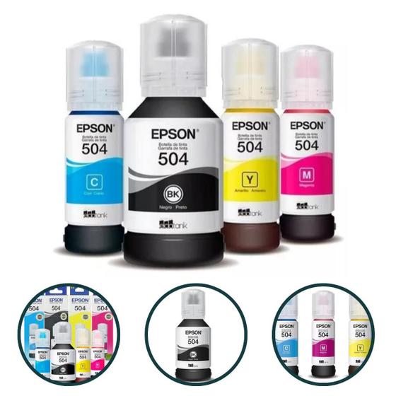 Imagem de Kit Com 4 Refis De Tinta 504 Original Preto E Colorido