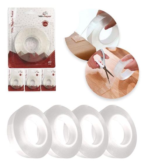 Imagem de Kit com 4 Rolos de Fita Dupla Face Extra Forte Transparente