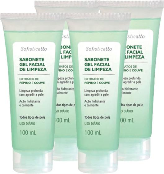 Imagem de Kit Com 4 Sabonete Gel Facial de Limpeza 100ml Sofisticatto