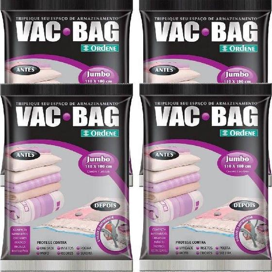 Kit com 4 Sacos a Vacuo VAC BAB 100X110 Ordene Jumbo Menor preço em Kit com 4 Sacos a Vacuo VAC BAB 100X110 Ordene Jumbo