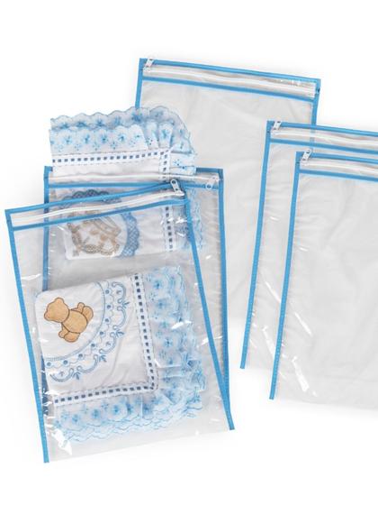 Imagem de Kit com 4 saquinhos plásticos com zíper - roupas molhadas - roupas limpa e suja - creche - escola - piscina