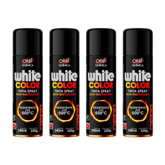 Imagem de Kit com 4 Tintas Spray Alta Temperatura para RodaEscapamentoMotorFornoFogãoChurrasqueira Orbi