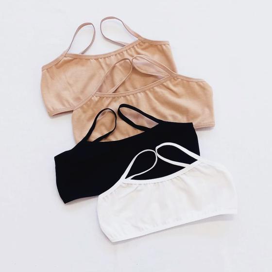 Kit com 4 tops infantil de cotton sutiã sutien escolar colegial menina ...