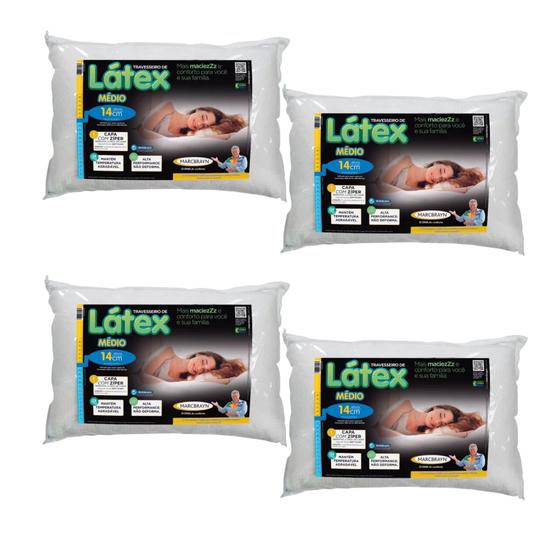 Imagem de Kit com 4 Travesseiros Intermediario em Látex