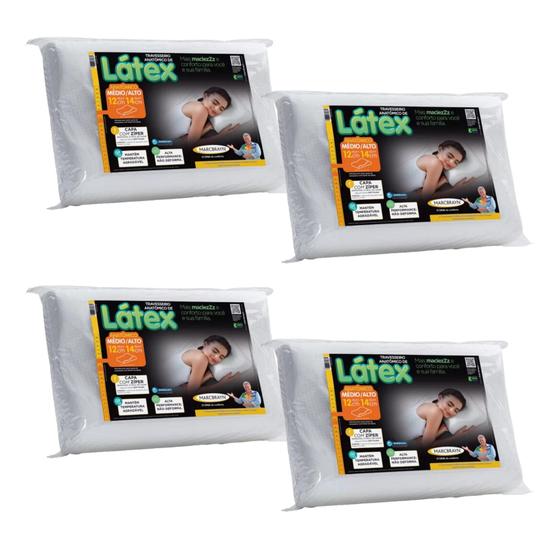 Imagem de Kit com 4 Travesseiros Modelo Cervical em Látex