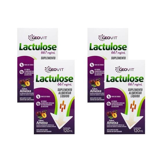 Imagem de Kit com 4 und geovit lactulose 667mg ameixa com 120ml