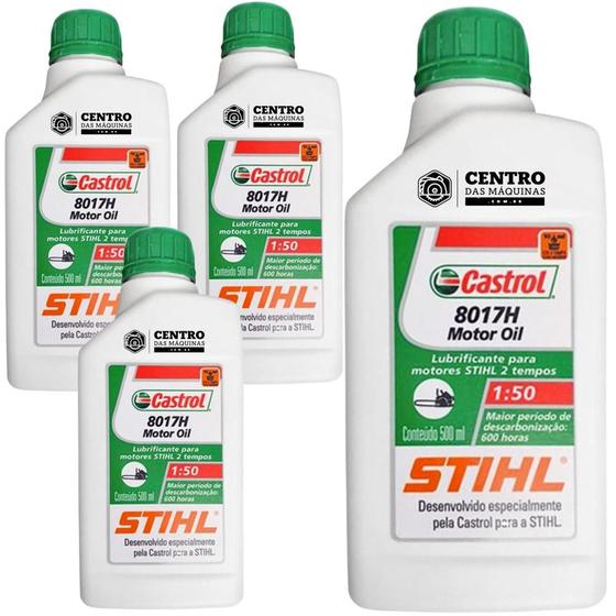 Imagem de KIT Com 4 Unidades de Óleo 2 Tempos Castrol Stihl 8017H 500ml Ideal Para Roçadeiras 2 Tempos Stihl