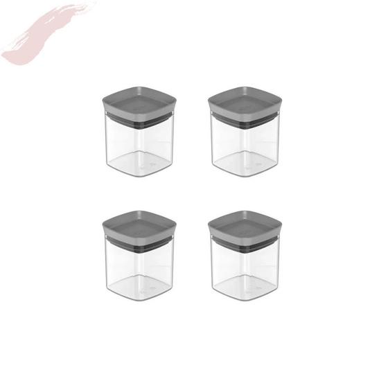 Imagem de Kit com 4 unidades de Pote Hermético Organizador Block 150 ml - Porta temperos empilhável e modular com anel de vedação